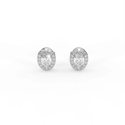 Grace 2.1 ct Oval Moissanite Halo 925 Silver Stud Earrings
