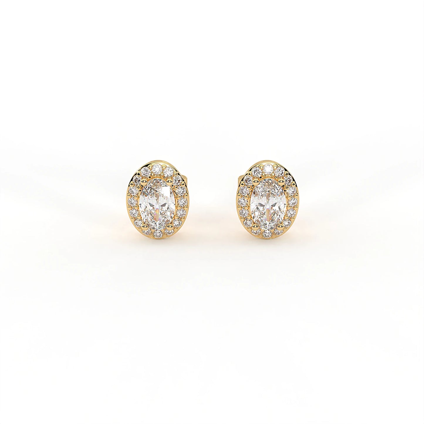 Grace 2.1 ct Oval Moissanite Halo 925 Silver Stud Earrings - Classic high-brilliance jewelry.