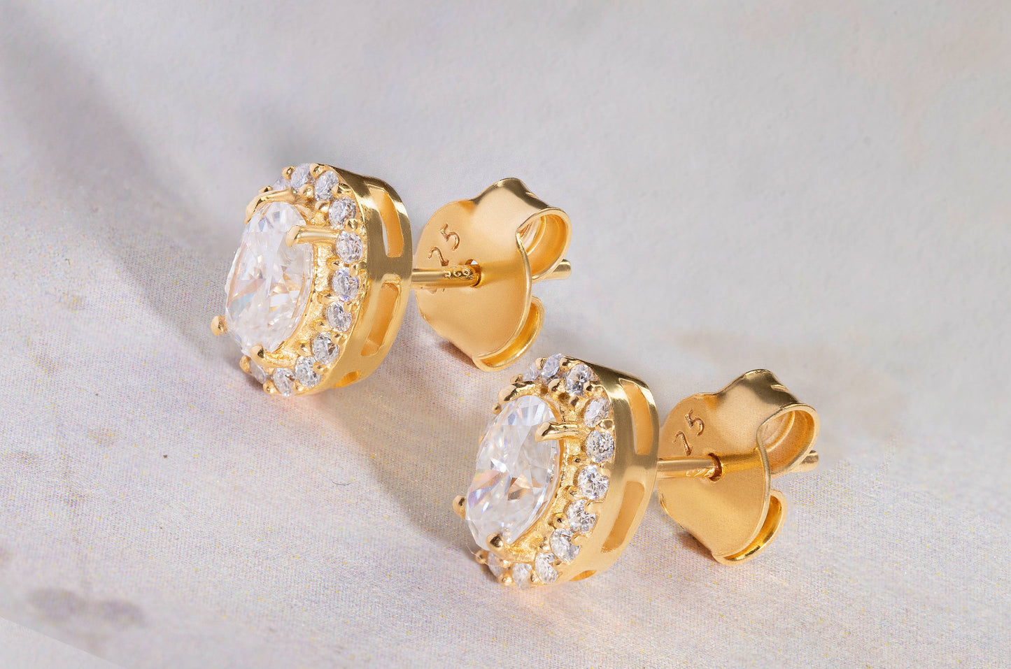 Grace 2.1 ct Oval Moissanite Halo 925 Silver Stud Earrings