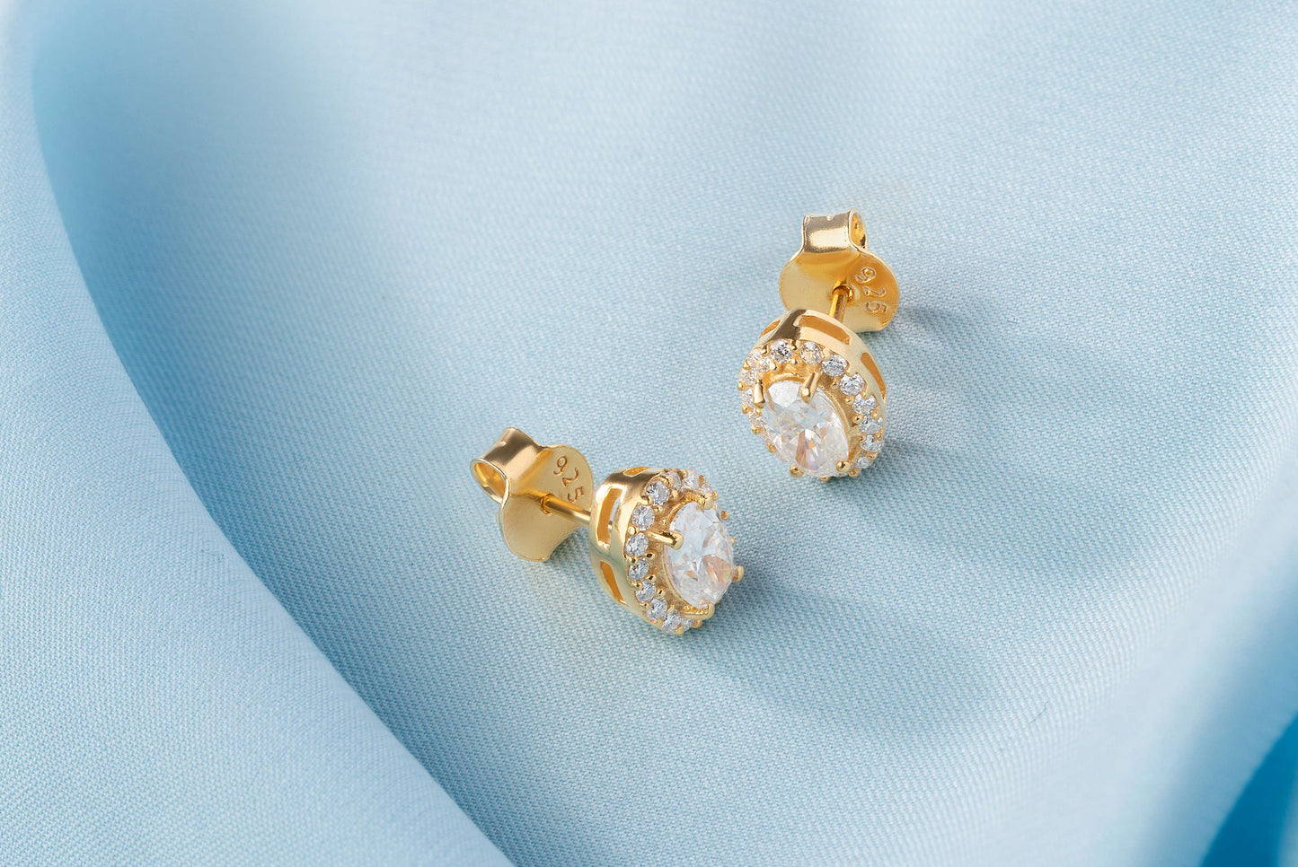 Grace 2.1 ct Oval Moissanite Halo 925 Silver Stud Earrings