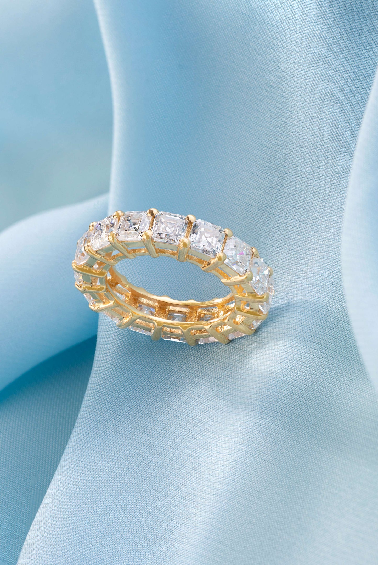 Infinity 5.4 ct Asscher Moissanite 925 Silver Full Eternity Band