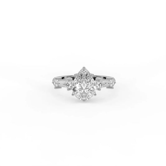 Luna Pear Solitaire Ring