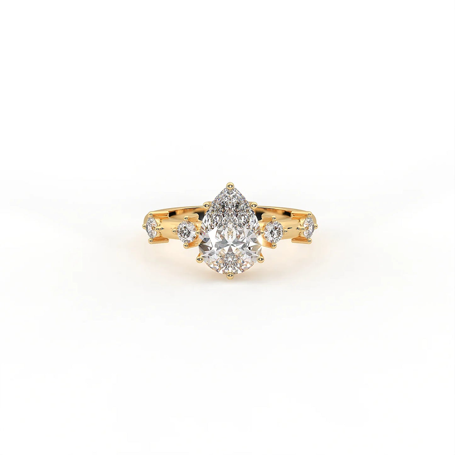 Luna 1.75 ct Pear Moissanite 925 Silver Solitaire Ring with signature rainbow fire.