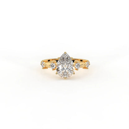 Luna 1.75 ct Pear Moissanite 925 Silver Solitaire Ring with signature rainbow fire.