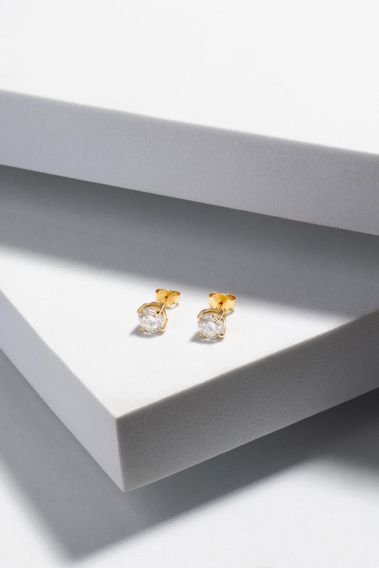 Lustre 2.4 ct Round Moissanite Prong 925 Silver Stud Earrings