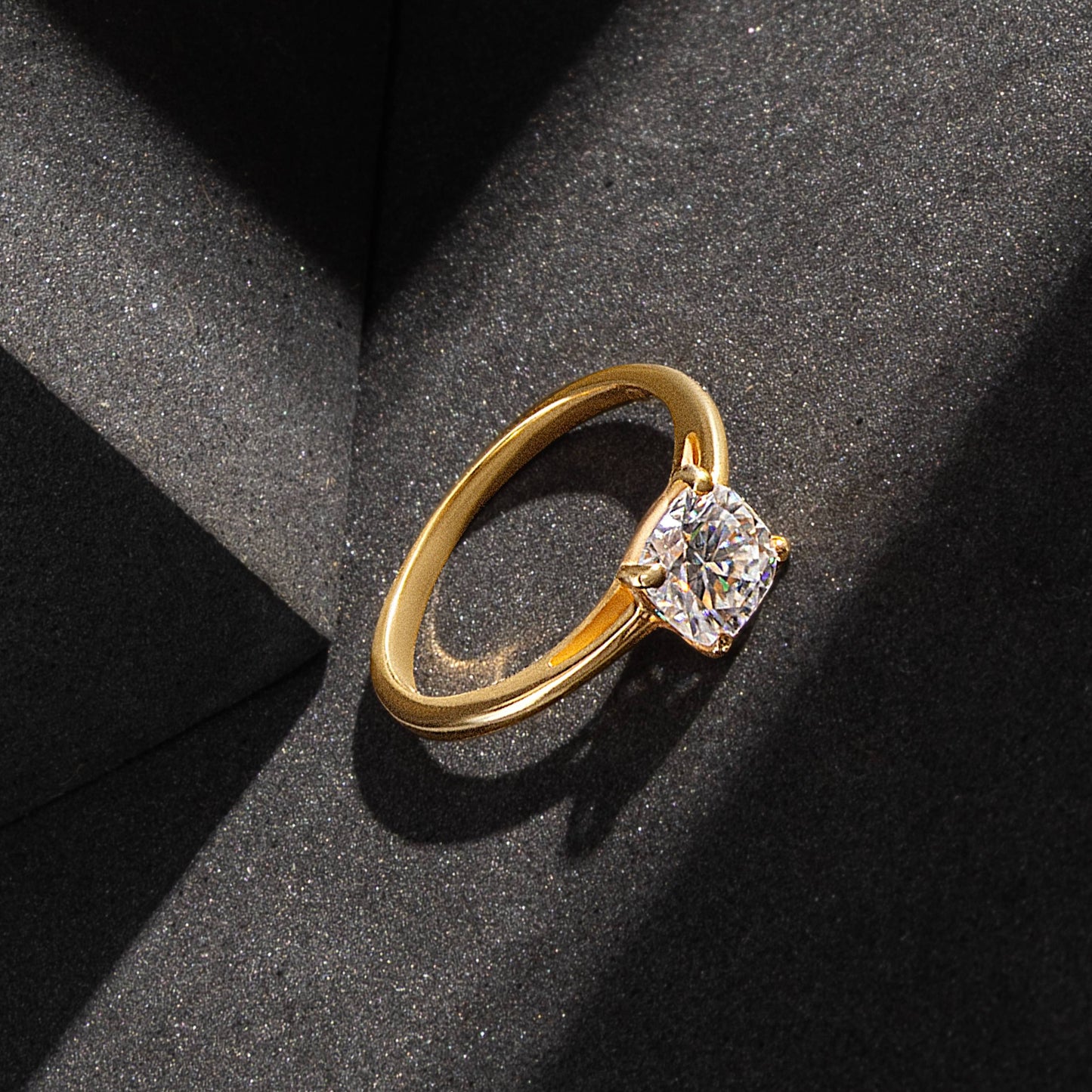 Lyra 0.9 ct Cushion Moissanite 925 Silver Solitaire Ring