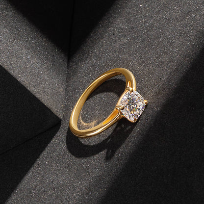 Lyra 0.9 ct Cushion Moissanite 925 Silver Solitaire Ring