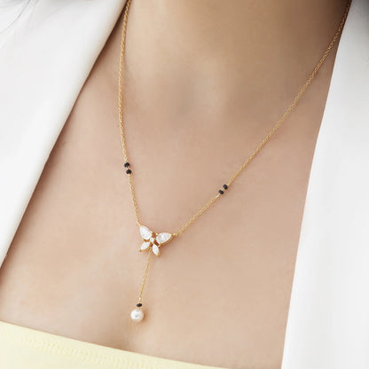 Ethereal Butterfly Marquise Moissanite 925 Silver Minimal Mangalsutra