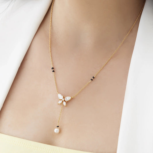 Ethereal Butterfly Marquise Moissanite 925 Silver Minimal Mangalsutra