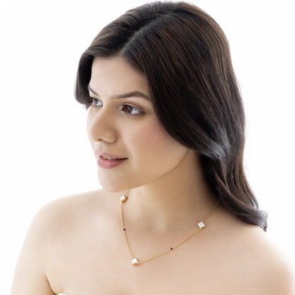 Eterna Princess Cut Moissanite Station 925 Silver Minimal Mangalsutra