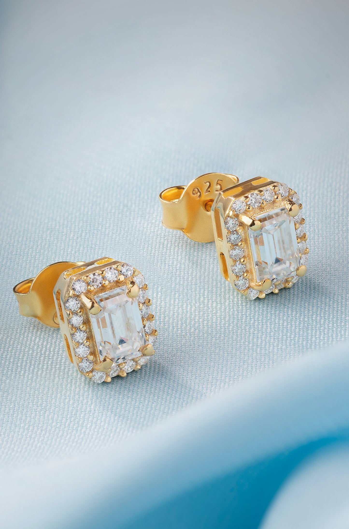 Majesty 2.1 ct Emerald Moissanite Halo 925 Silver Stud Earrings