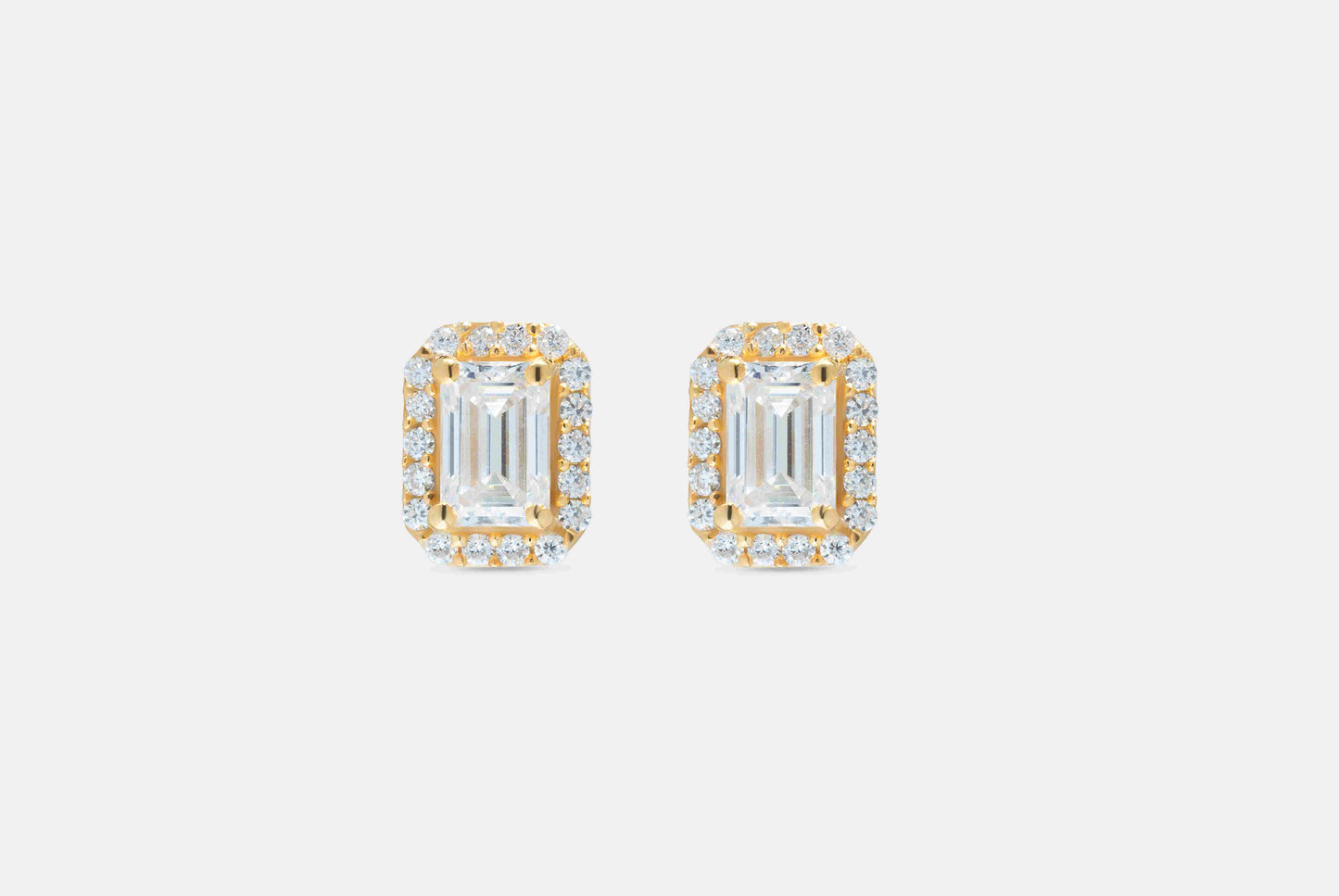 Majesty 2.1 ct Emerald Moissanite Halo 925 Silver Stud Earrings