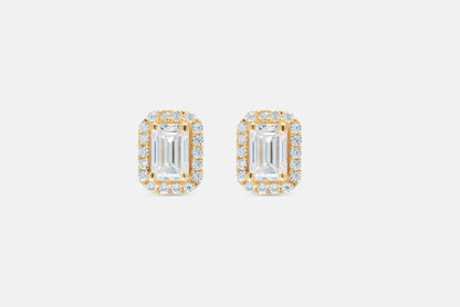 Majesty 2.1 ct Emerald Moissanite Halo 925 Silver Stud Earrings