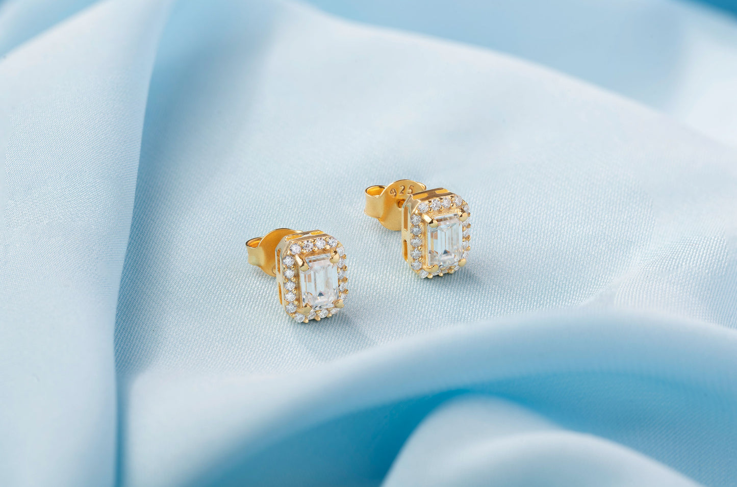 Majesty 2.1 ct Emerald Moissanite Halo 925 Silver Stud Earrings