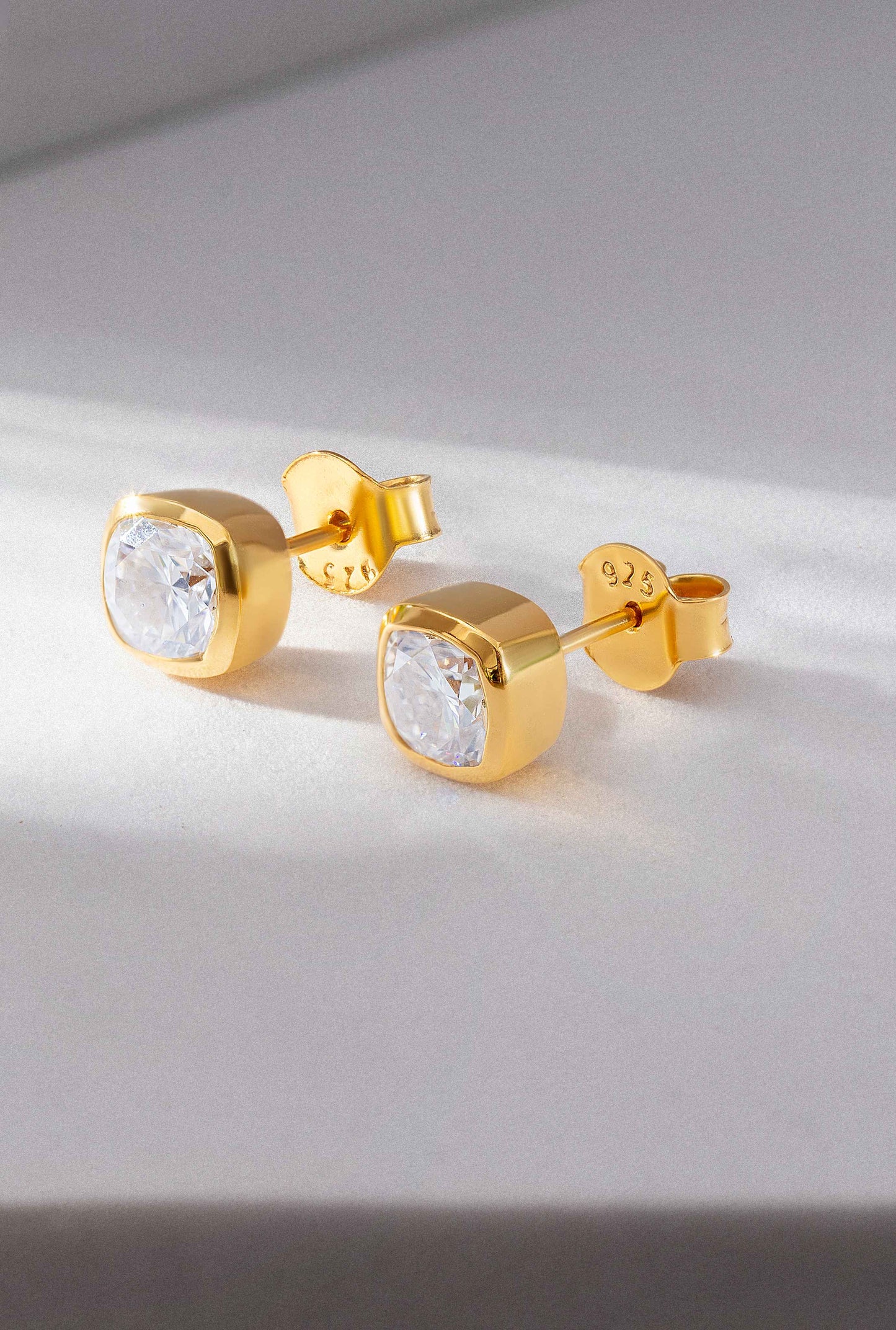 Muse 1.8 ct Cushion Moissanite Bezel 925 Silver Stud Earrings