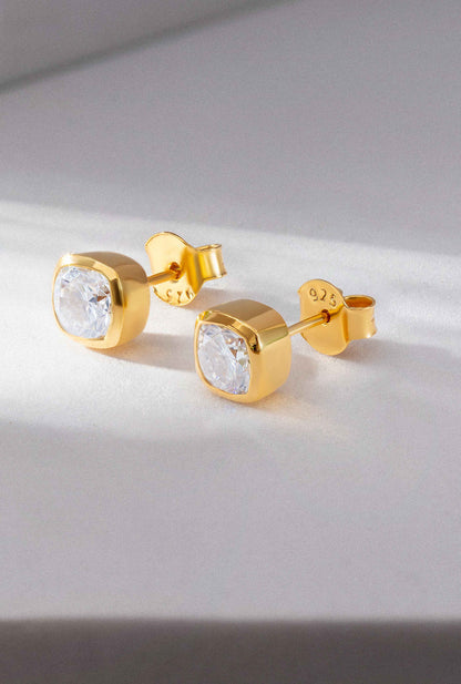 Muse 1.8 ct Cushion Moissanite Bezel 925 Silver Stud Earrings