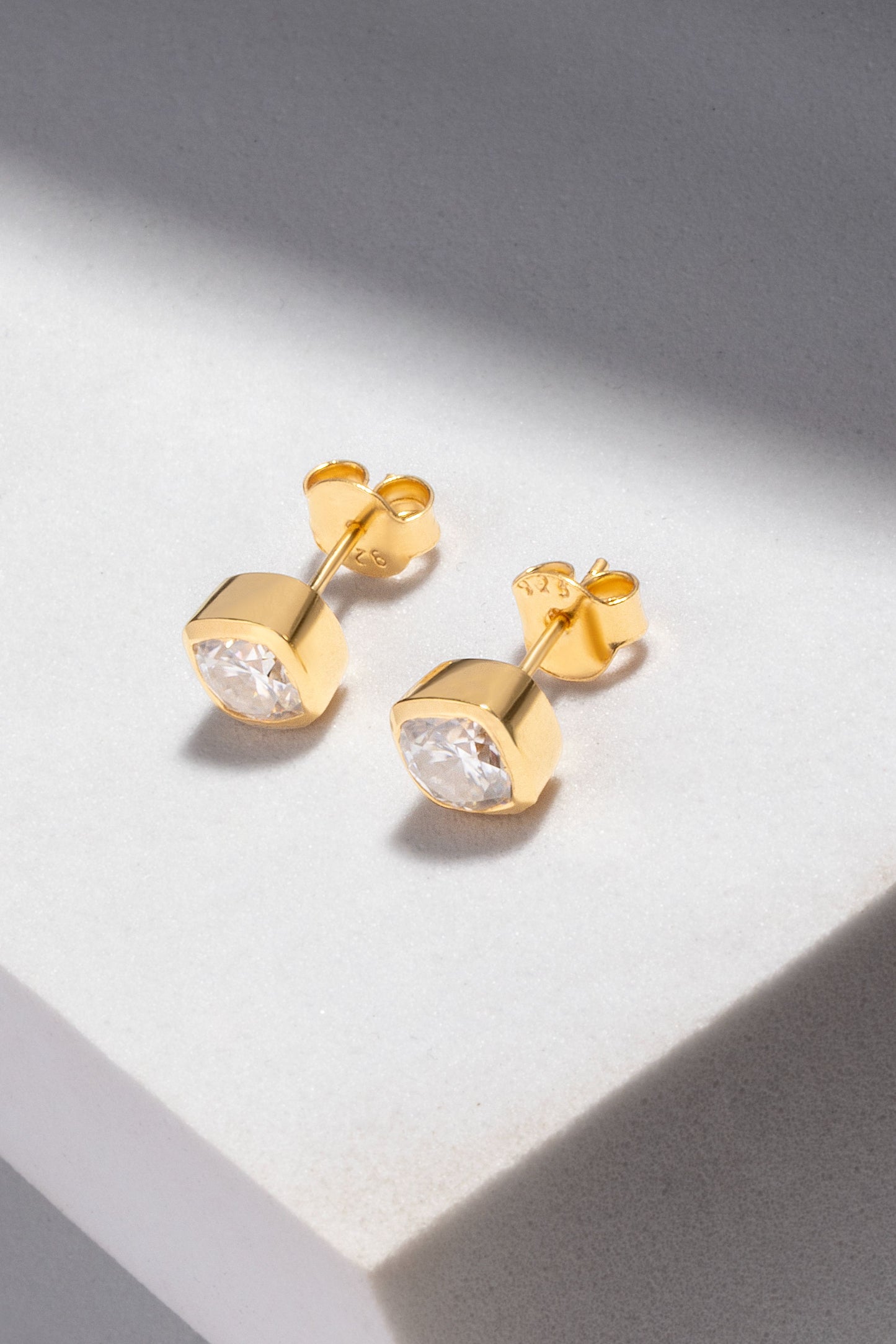 Muse 1.8 ct Cushion Moissanite Bezel 925 Silver Stud Earrings