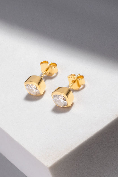 Muse 1.8 ct Cushion Moissanite Bezel 925 Silver Stud Earrings