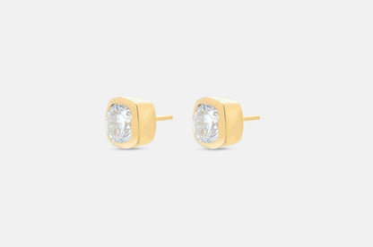 Muse 1.8 ct Cushion Moissanite Bezel 925 Silver Stud Earrings