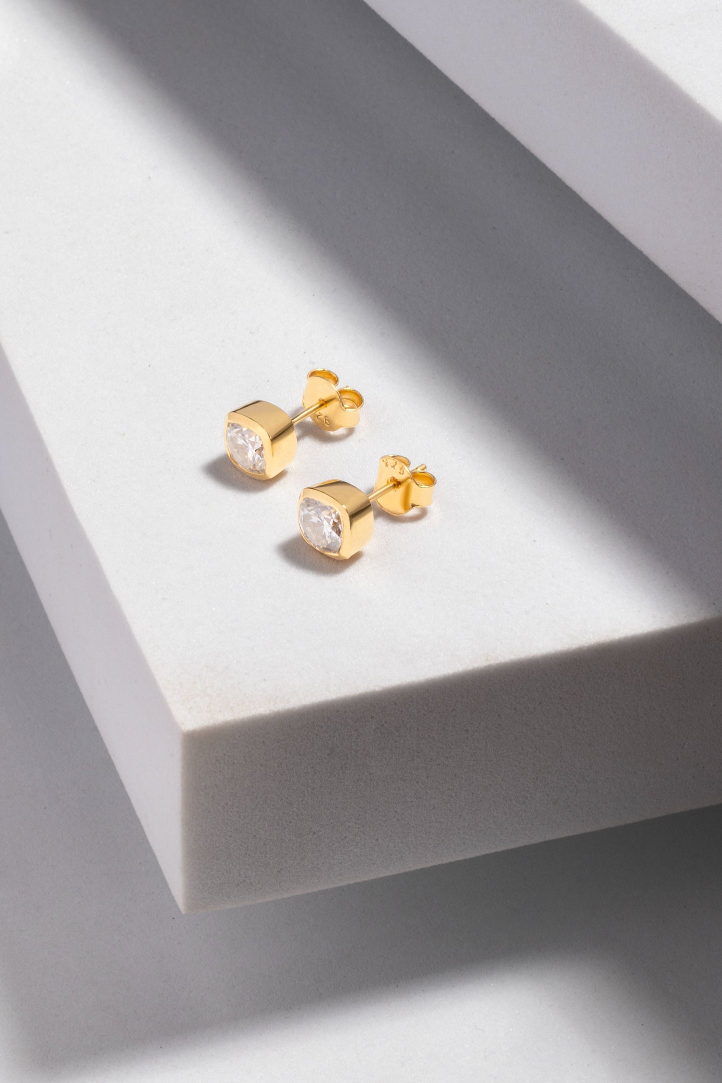 Muse 1.8 ct Cushion Moissanite Bezel 925 Silver Stud Earrings