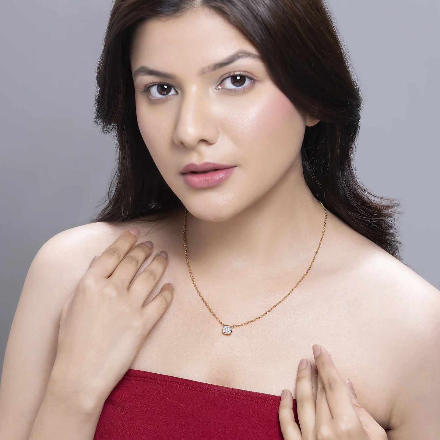 Aurora 1.78 ct Cushion Moissanite Solitaire Bezel 925 Silver Necklace