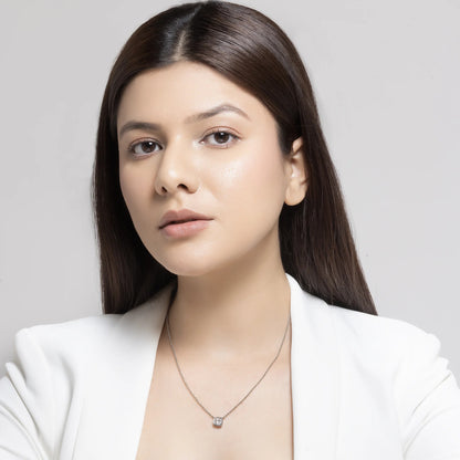 Aurora 1.78 ct Cushion Moissanite Solitaire Bezel 925 Silver Necklace