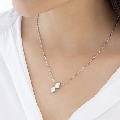 Celeste 3.27 ct Emerald & Pear Duo Moissanite Drop 925 Silver Necklace