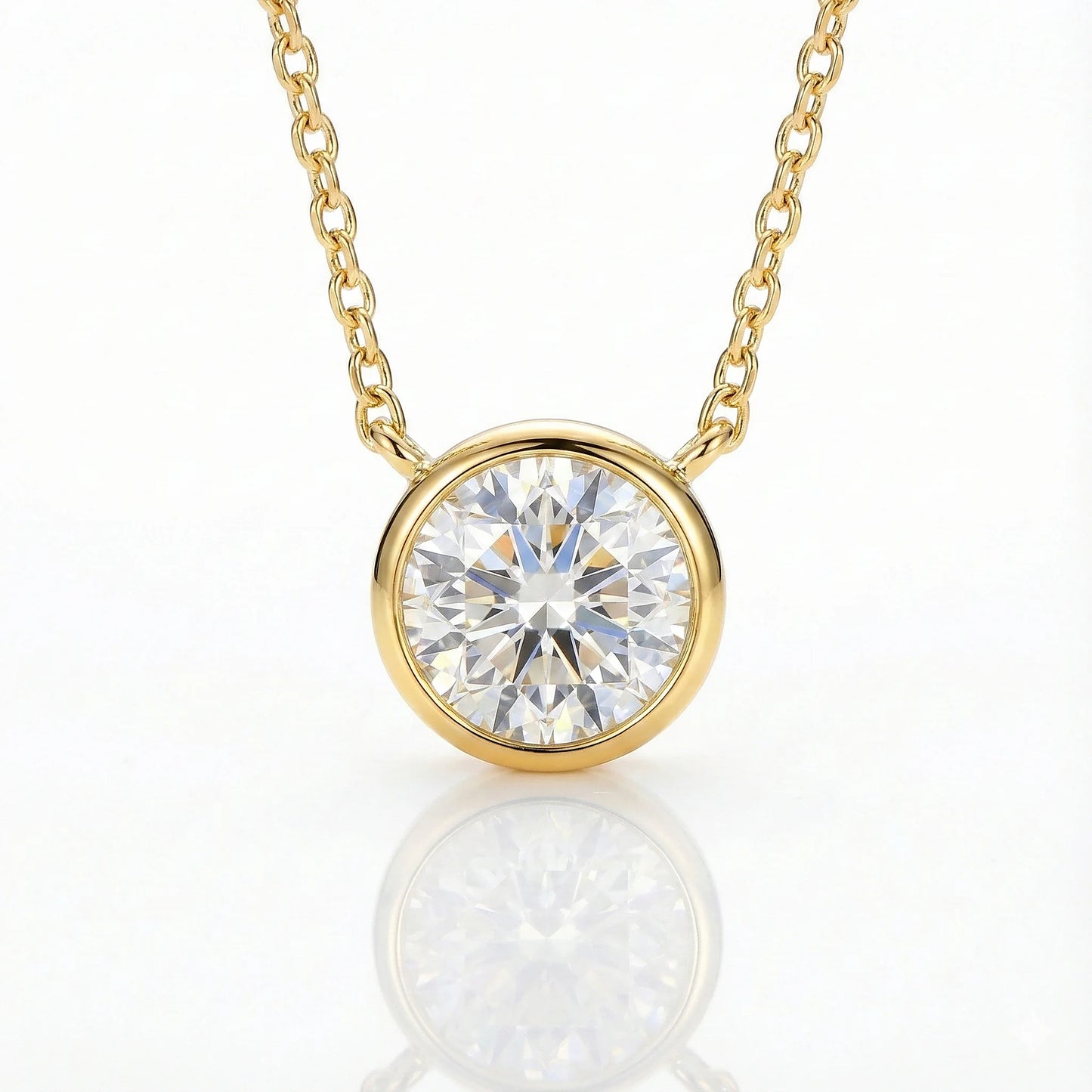 Stella 1.92 ct Round Moissanite Solitaire Bezel 925 Silver Necklace