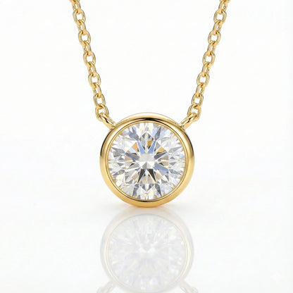 Stella 1.92 ct Round Moissanite Solitaire Bezel 925 Silver Necklace