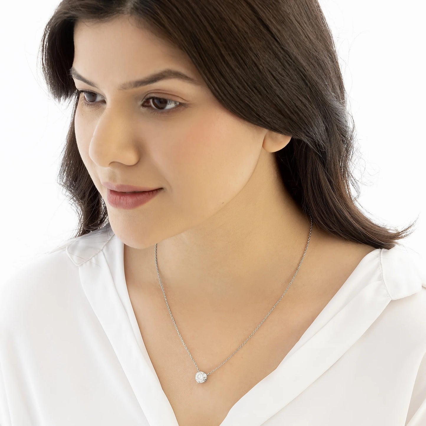 Stella 1.92 ct Round Moissanite Solitaire Bezel 925 Silver Necklace