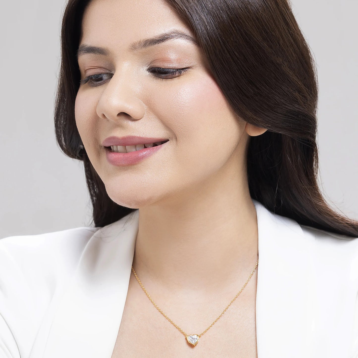 Amora 2.06 Heart Moissanite Solitaire Bezel 925 Silver Necklace