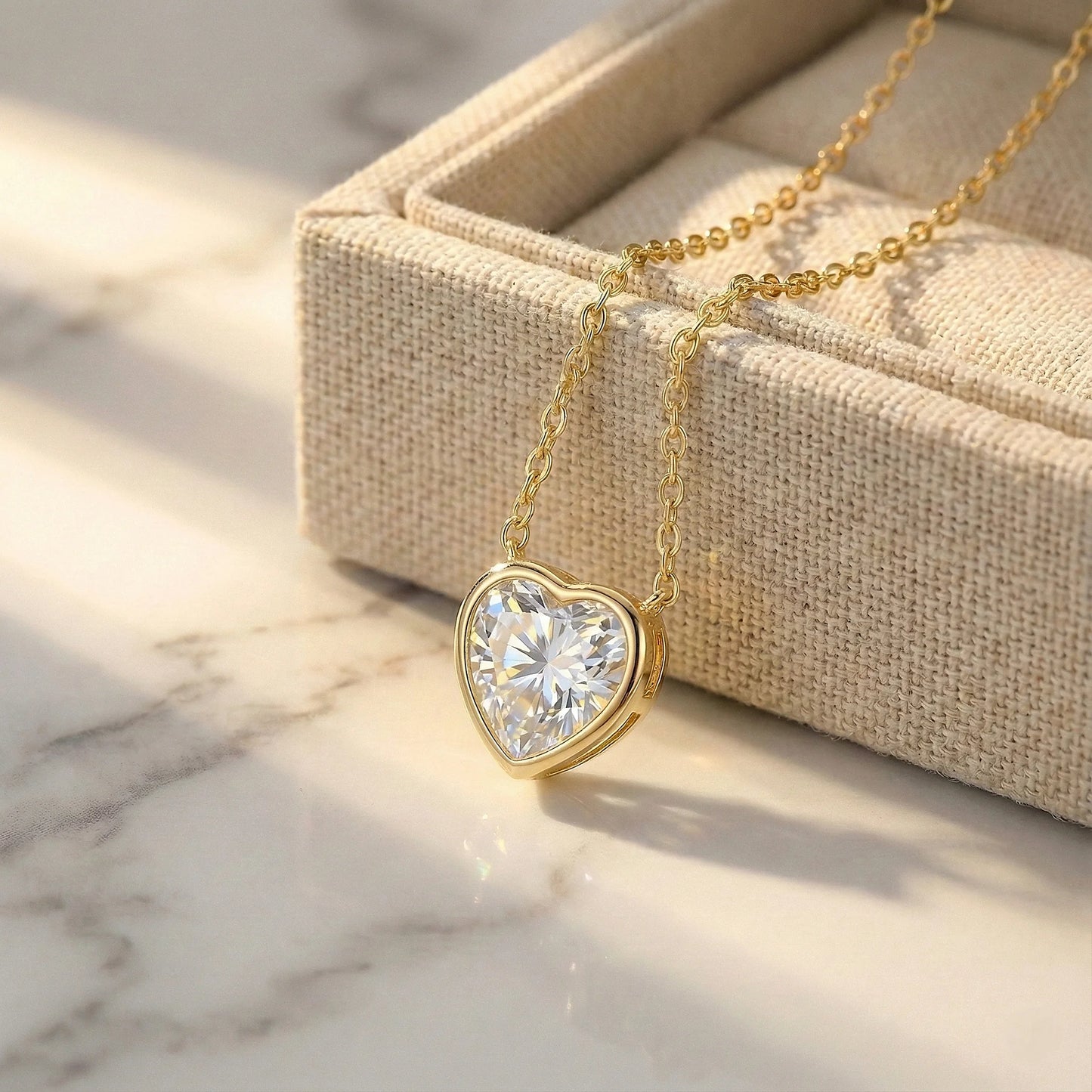 Amora 2.06 Heart Moissanite Solitaire Bezel 925 Silver Necklace