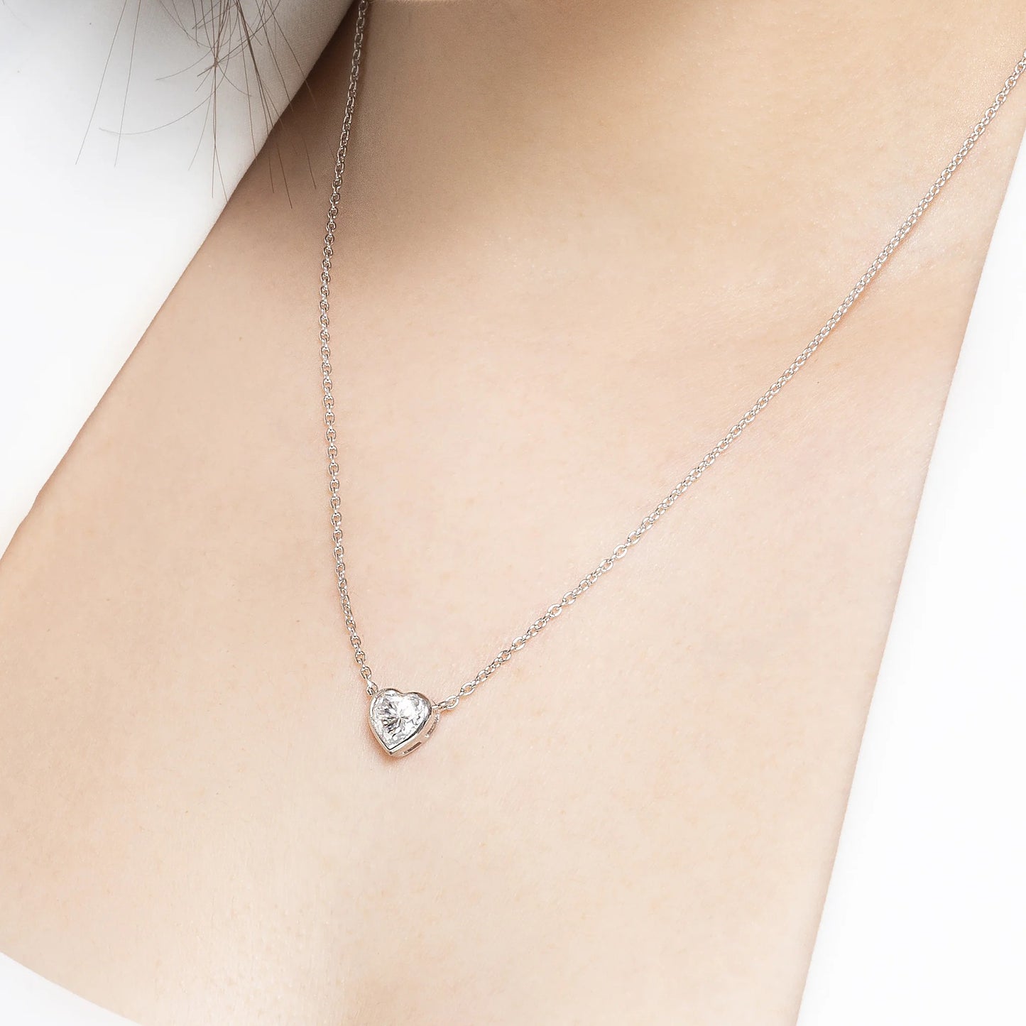 Amora 2.06 Heart Moissanite Solitaire Bezel 925 Silver Necklace