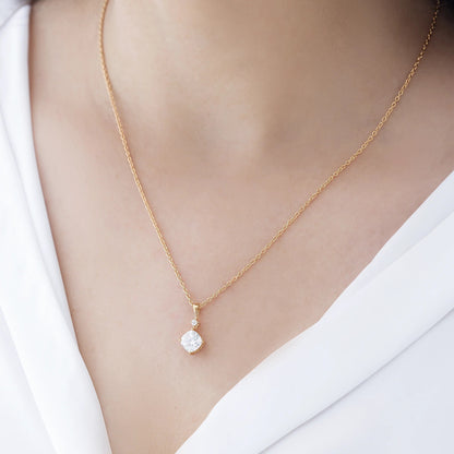 Lyra 1.87 ct Cushion Moissanite Solitaire Prong 925 Silver Necklace