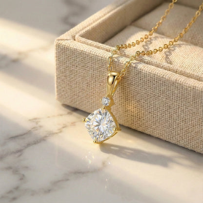 Lyra 1.87 ct Cushion Moissanite Solitaire Prong 925 Silver Necklace