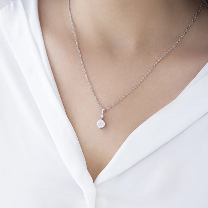 Lyra 1.87 ct Cushion Moissanite Solitaire Prong 925 Silver Necklace