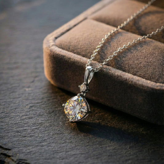 Lyra 1.87 ct Cushion Moissanite Solitaire Prong 925 Silver Necklace