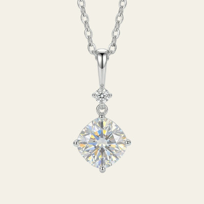 Lyra 1.87 ct Cushion Moissanite Solitaire Prong 925 Silver Necklace