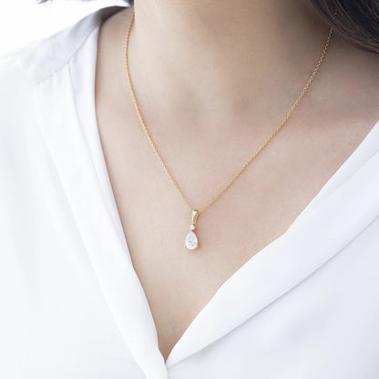 Celestia 2.38 ct Pear Moissanite Solitaire Prong 925 Silver Necklace