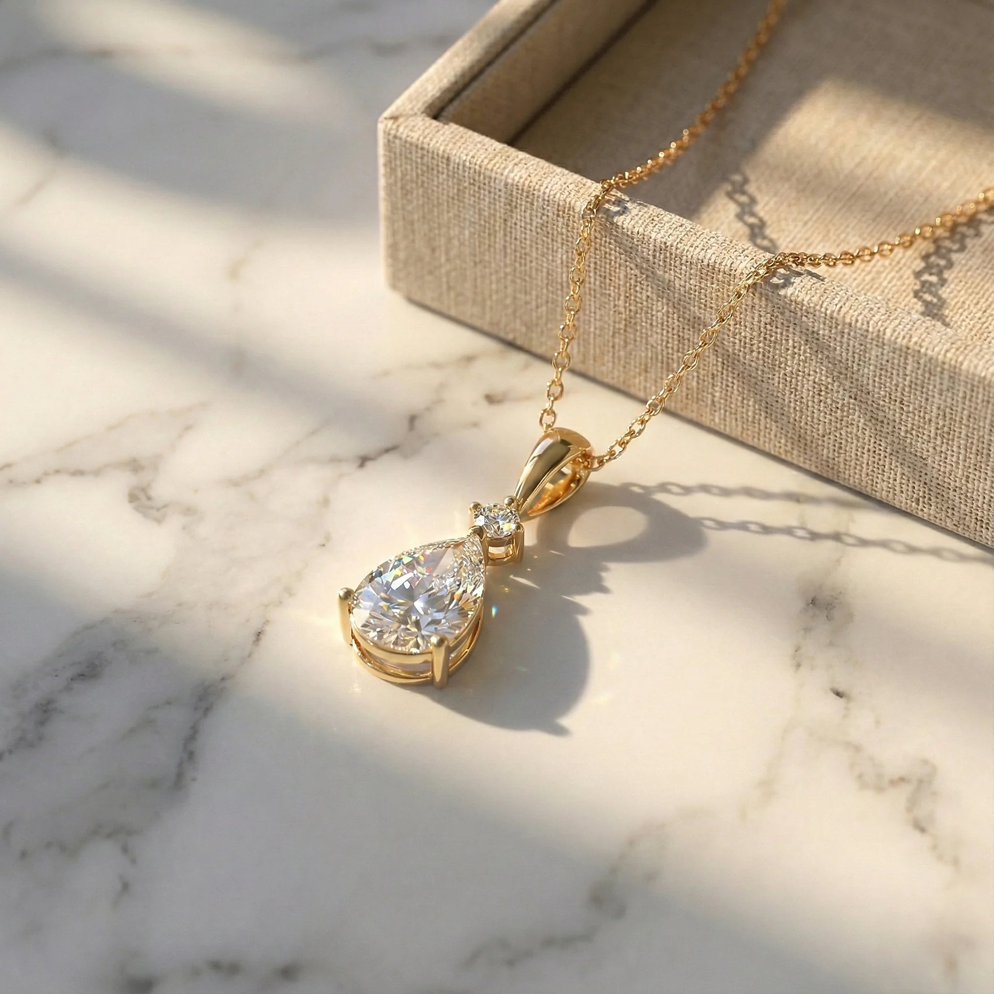 Celestia 2.38 ct Pear Moissanite Solitaire Prong 925 Silver Necklace - Elegant teardrop glow.