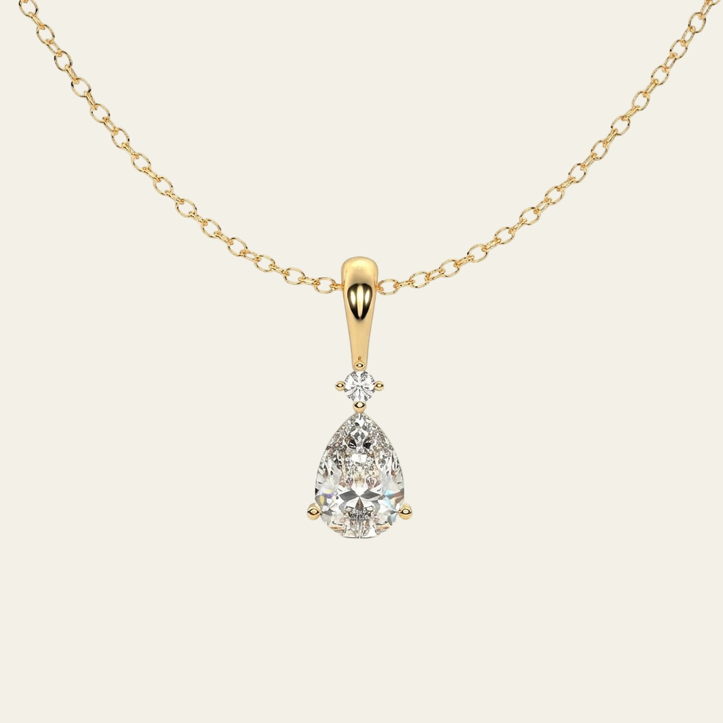 Celestia 2.38 ct Pear Moissanite Solitaire Prong 925 Silver Necklace
