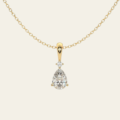 Celestia 2.38 ct Pear Moissanite Solitaire Prong 925 Silver Necklace