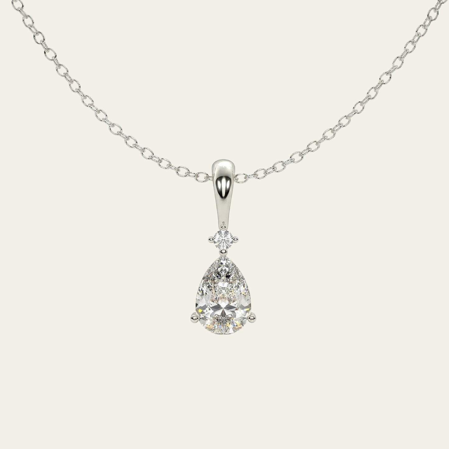 Celestia 2.38 ct Pear Moissanite Solitaire Prong 925 Silver Necklace