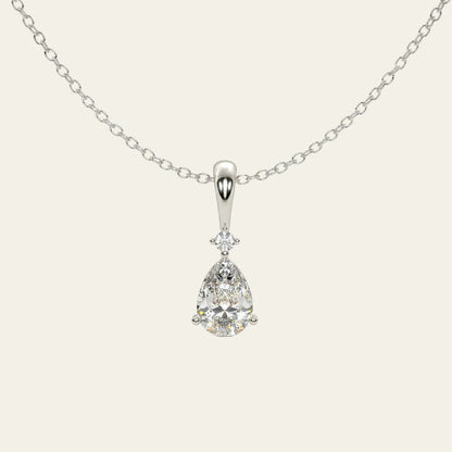 Celestia 2.38 ct Pear Moissanite Solitaire Prong 925 Silver Necklace