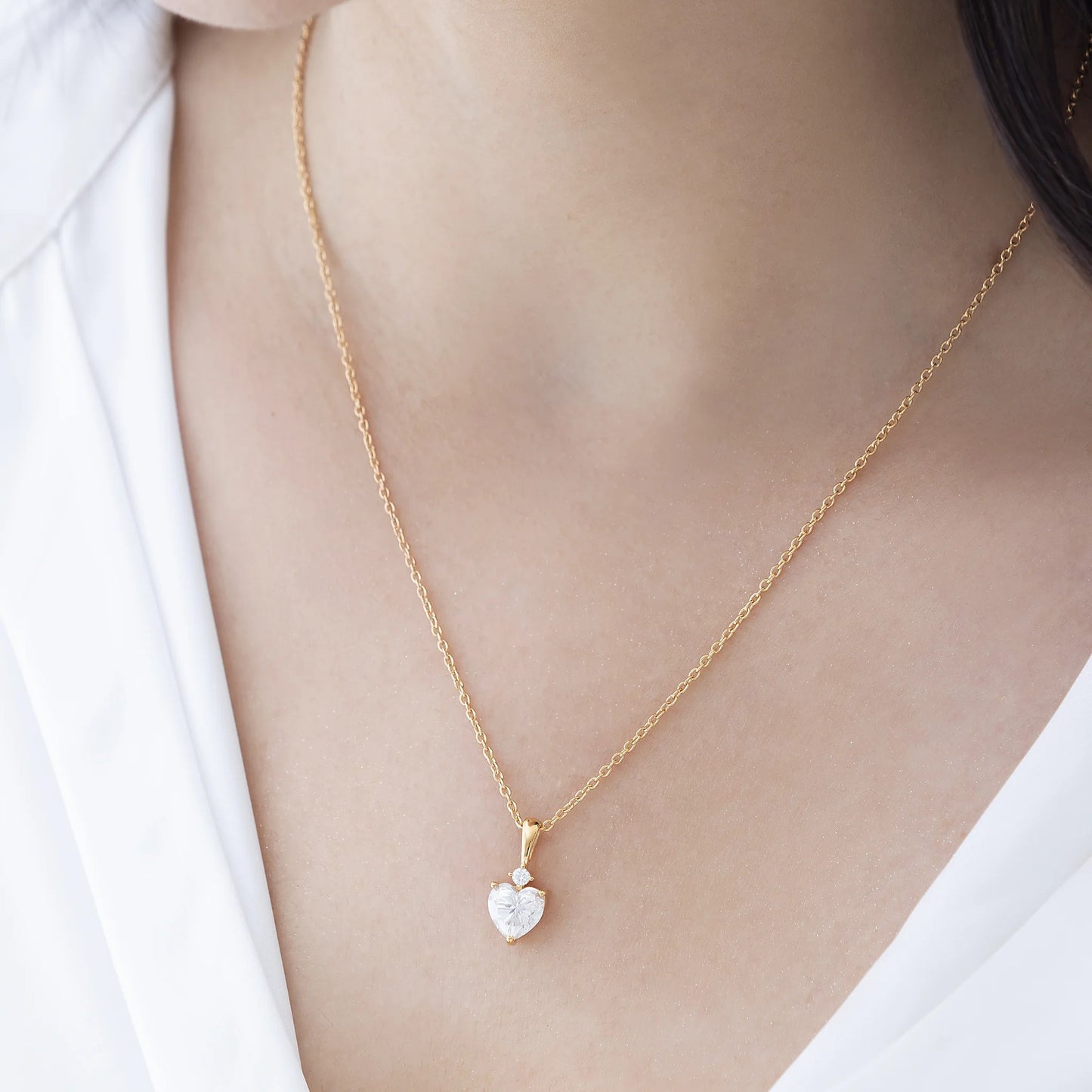 Amora 2.19 ct Heart Moissanite Solitaire Prong 925 Silver Necklace