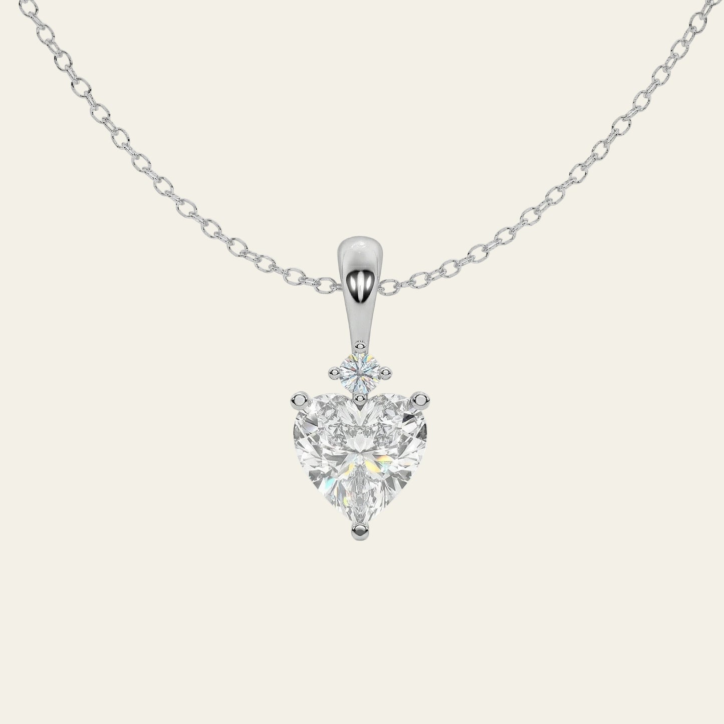 Amora 2.19 ct Heart Moissanite Solitaire Prong 925 Silver Necklace