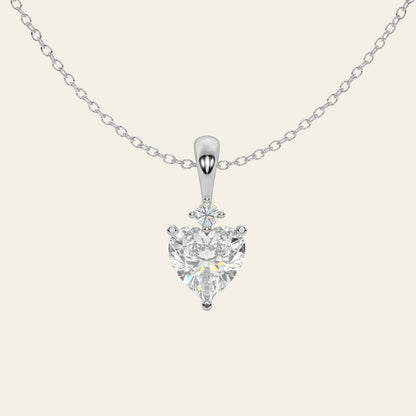 Amora 2.19 ct Heart Moissanite Solitaire Prong 925 Silver Necklace