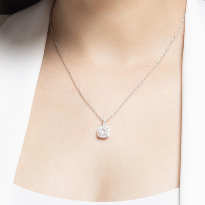 Selene 1.81 ct Cushion Moissanite Halo Prong 925 Silver Necklace