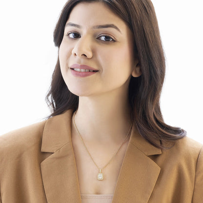 Lumière 1.90 ct Emerald Moissanite Halo Prong 925 Silver Necklace