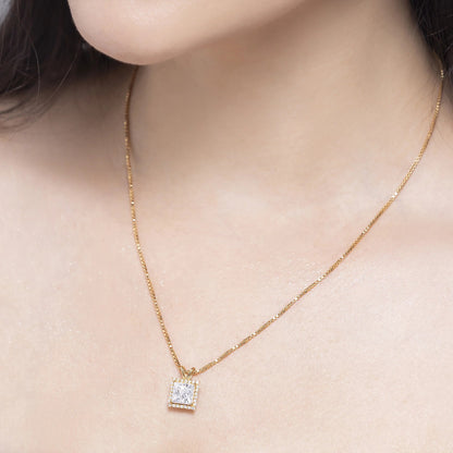 Orion 2.52 ct Princess Moissanite Halo Prong 925 Silver Necklace